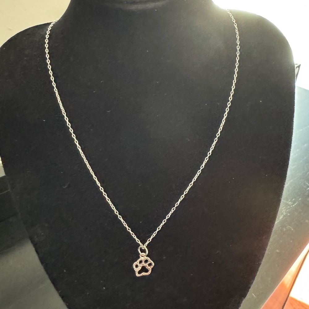 Silver Paw Pendant Necklace